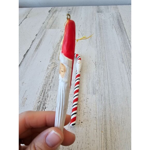 Vintage Santa candy cane icicle ornament set - Picture 3 of 9